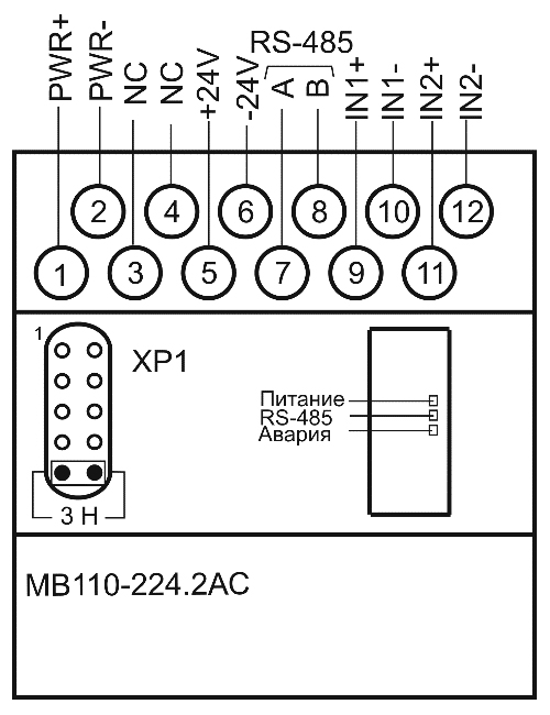 Общий чертеж ОВЕН МВ110