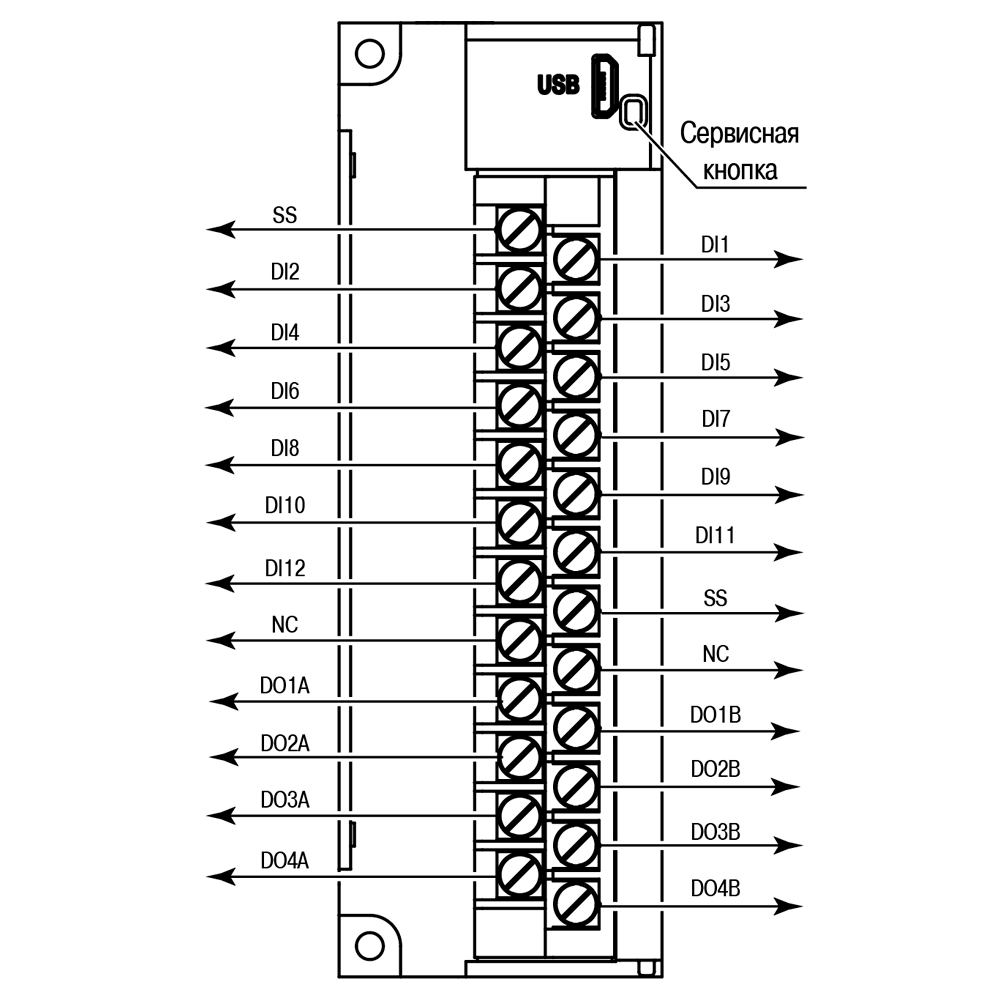 Общий чертеж ОВЕН МВ210-202 и ОВЕН МВ210-204
