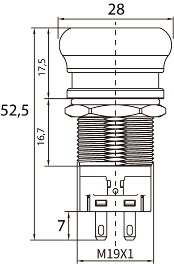 Габаритные размеры кнопки MT67-M11
